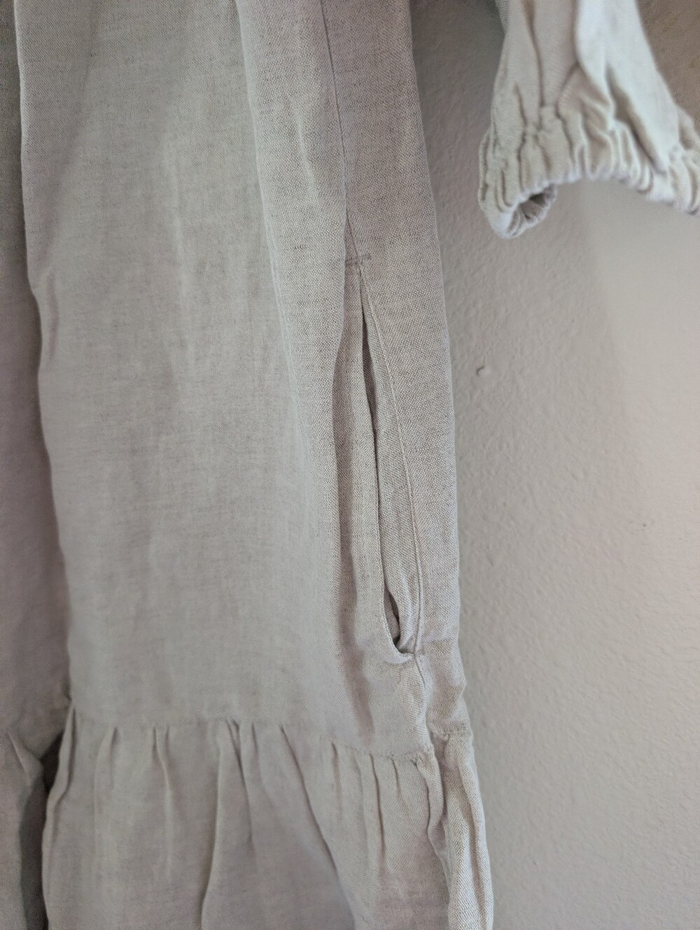 Tommy Bahama Light Cream Peasant Midi Dress with Ruffle Hem - Picture 3 of 6